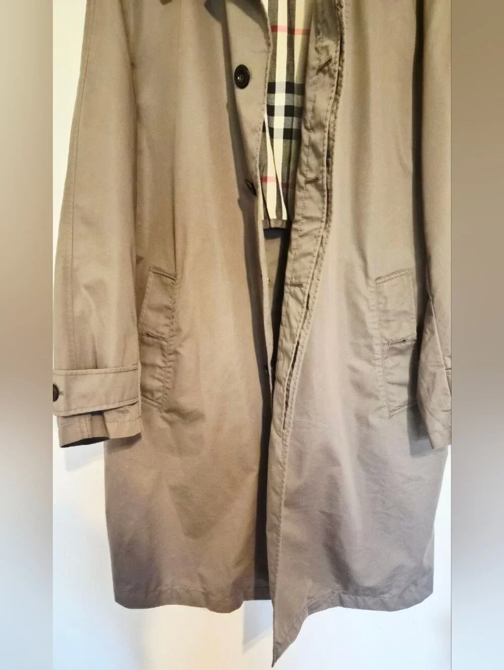 Authentic BURBERRY Men's Trench Coat Classic Long Overcoat Taupe XL